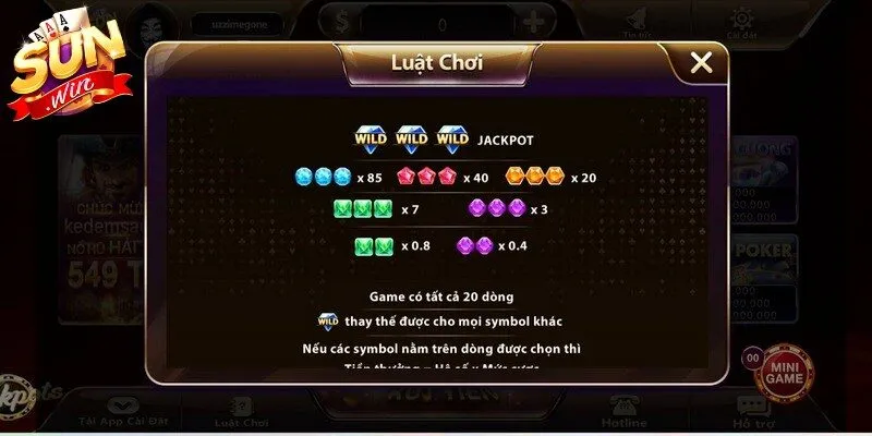 Kim Cương Sunwin - Bí Kíp Chơi Game Nổ Hũ Đỉnh Cao 2026 3 Sunwin Các biểu tượng và tỷ lệ thưởng trong kim cương tại Sunwin
