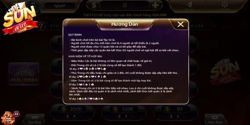 Mậu Binh Sunwin - Khám Phá Game Bài Đổi Thưởng Hấp Dẫn 11 Sunwin Quy định các chi trong game mậu binh Sunwin